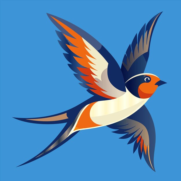 Vector a painting of a bird with a blue and white body and orange wings