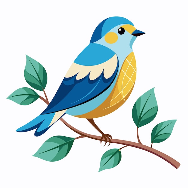 Vector a painting of a blue bird with a yellow and blue bird on it