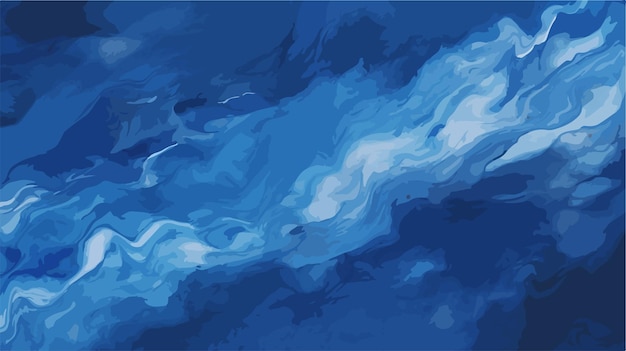 Vector a painting of a blue ocean with a blue and white wave in the middle