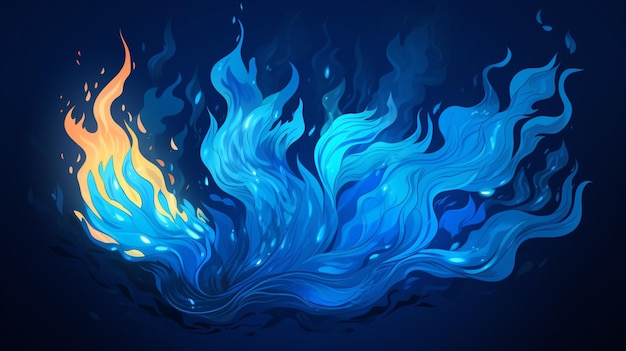 a painting of a blue and orange wave with the light on it