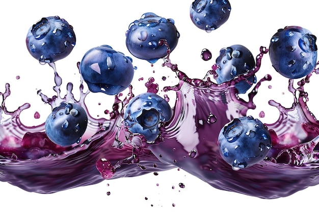 a painting of blueberries being splashed with water