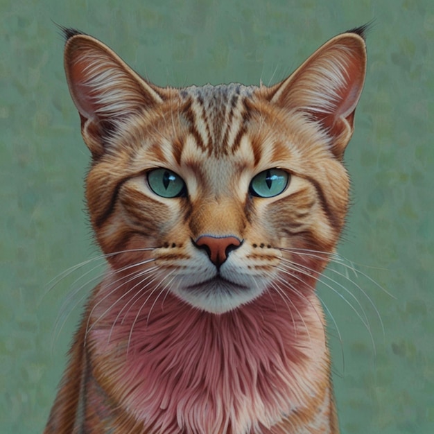 Vector a painting of a cat with green eyes and a green background