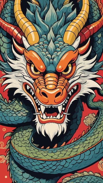 Vector a painting of chinese dragon cartoon drawing artwork vector