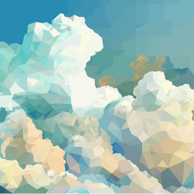 Vector a painting of clouds and the sky is blue and white