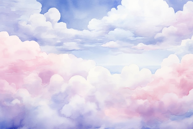 Vector a painting of clouds with a pink and blue sky in the background.