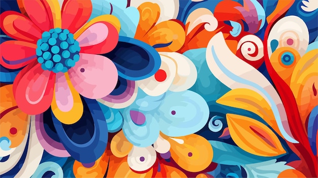 a painting of a colorful flower with a large colorful design