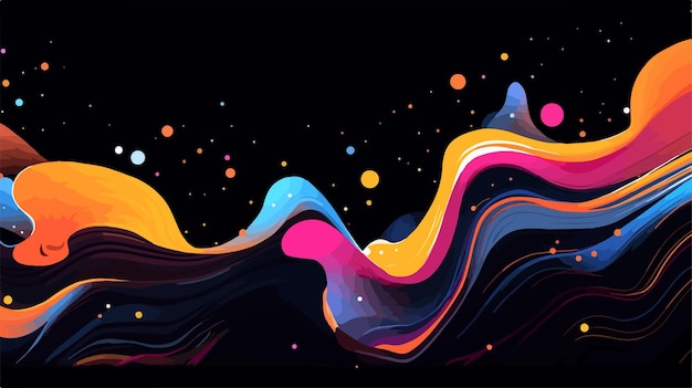 a painting of colorful waves with a colorful background