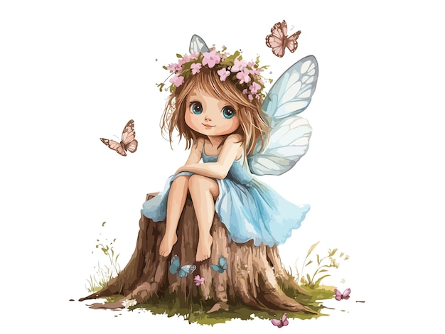 Vector a painting of a fairy with butterflies and a butterfly