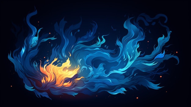 a painting of a fire burning in the dark