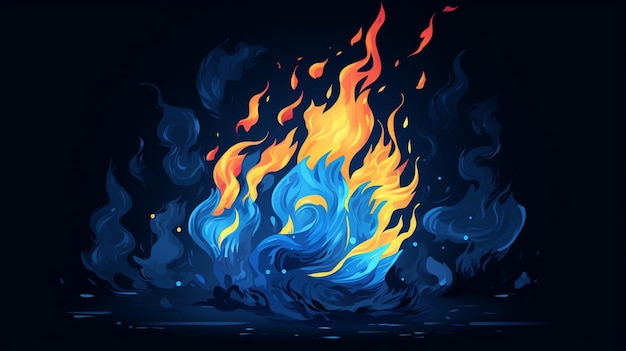 a painting of a fire with the words fire on it