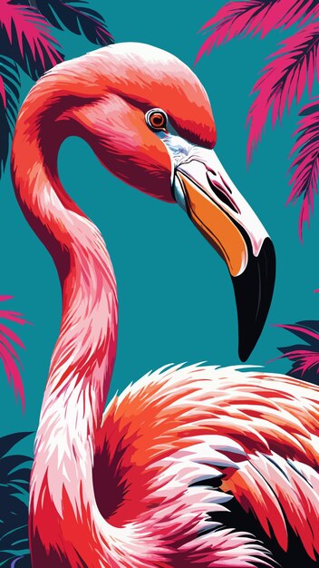 Vector a painting of a flamingo cartoon drawing artwork vector