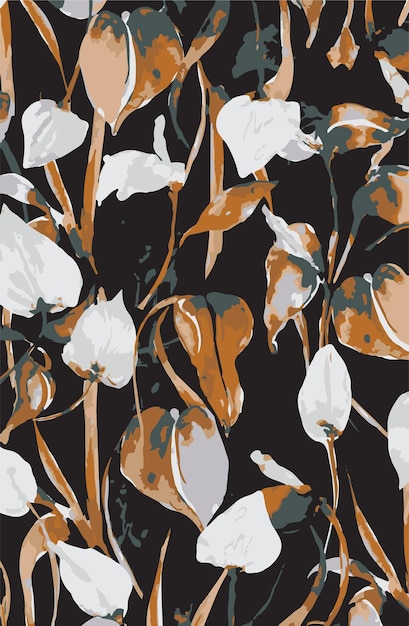 Vector a painting of flowers with brown and white leaves