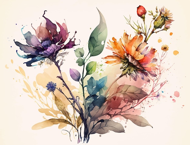 A painting of flowers with the word