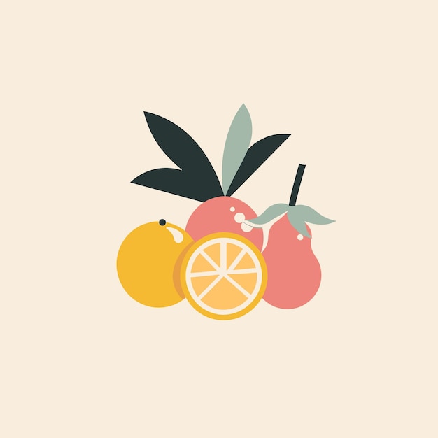 Vector a painting of fruit and lemons with a straw