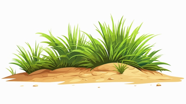 a painting of a grass with a sand dune and a sandy beach