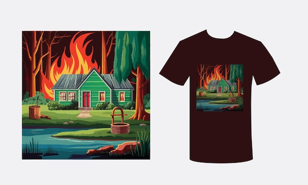 a painting of a house by painting artist t shirt design