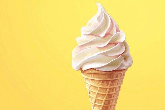 Vector a painting of an ice cream cone with a yellow background