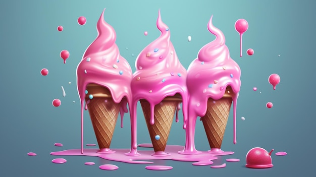 Vector a painting of ice cream cones with the word ice cream on it