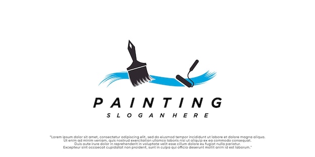 Painting logo design renovation icon painting home services iconfull color and unique Premium Vector