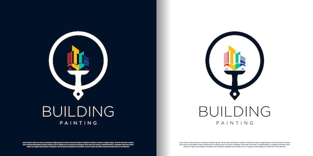 Painting logo design with creative unique style premium vector