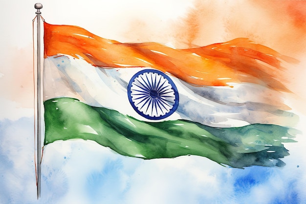 a painting of the national flag with the word india on it