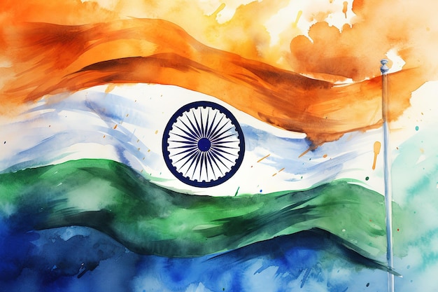 a painting of the national flag with the word india on it