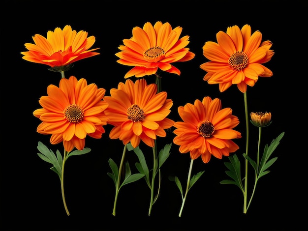 a painting of orange flowers with the word flowers on the bottom