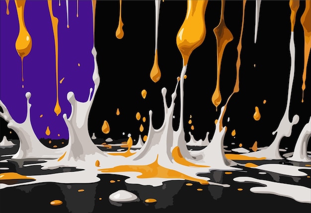 a painting of orange and purple oil on a black background