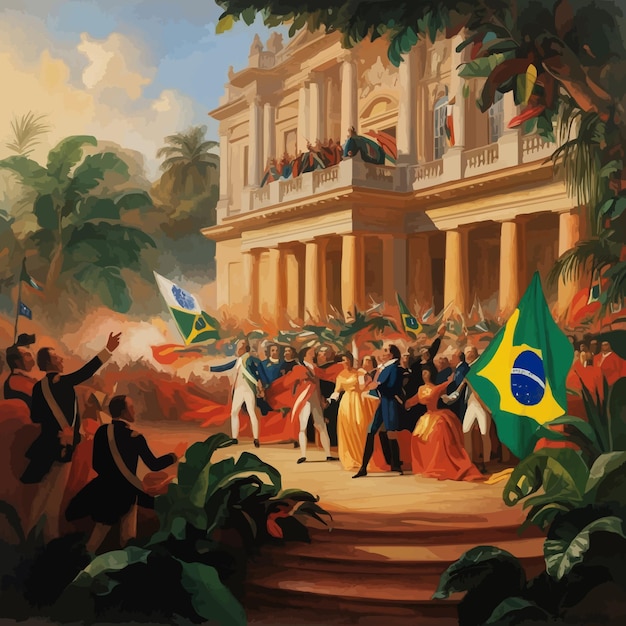 a painting of people with a flag that says quot the word quot on it