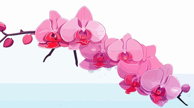 a painting of pink orchids with pink flowers