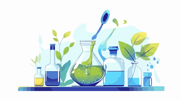 a painting of a plant and bottles with the words  test  on the bottom