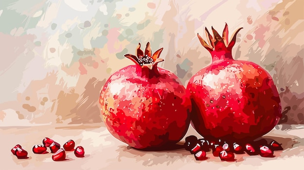 Vector a painting of pomegranates with the words  pomegranate  on the bottom