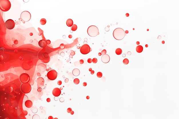 a painting of a red liquid with bubbles in it