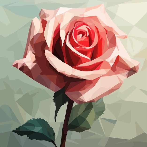 Vector a painting of a red rose with a green leaves and a red rose