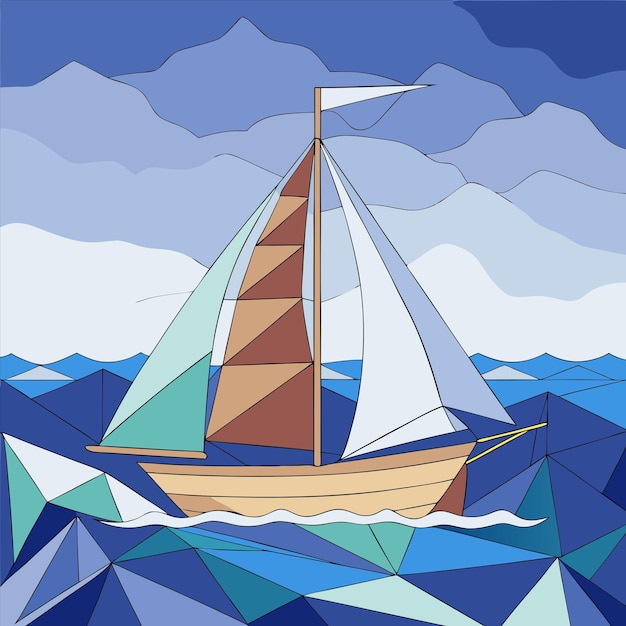 Vector a painting of a sailboat with a sail and the words quot sail quot on it