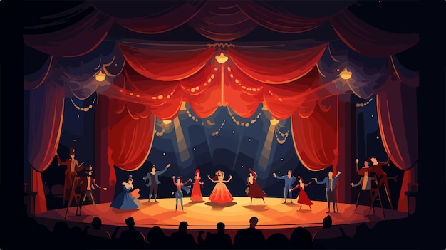 a painting of a scene from the musical