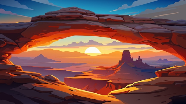 a painting of a sunset over a desert landscape