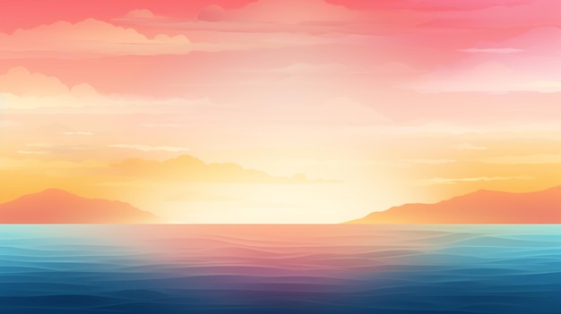 a painting of a sunset over the ocean