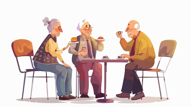 a painting of three old men eating food and drinking