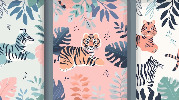 a painting of a tiger is on a pink background