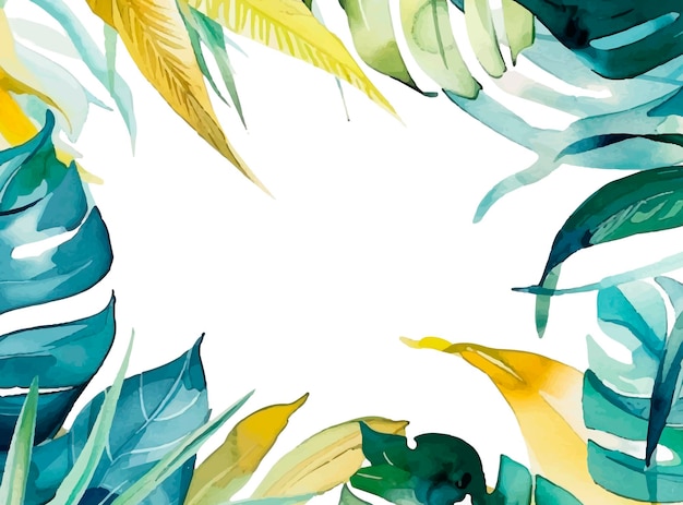 Vector a painting of a tropical bird and leaves