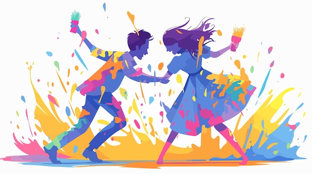 a painting of two dancing couple dancing in colorful colors