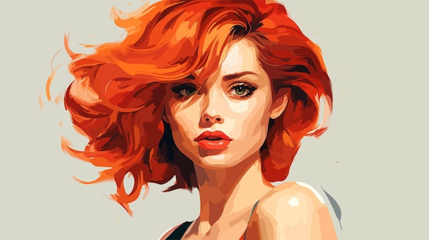 Vector a painting of a woman with red hair and a red hair