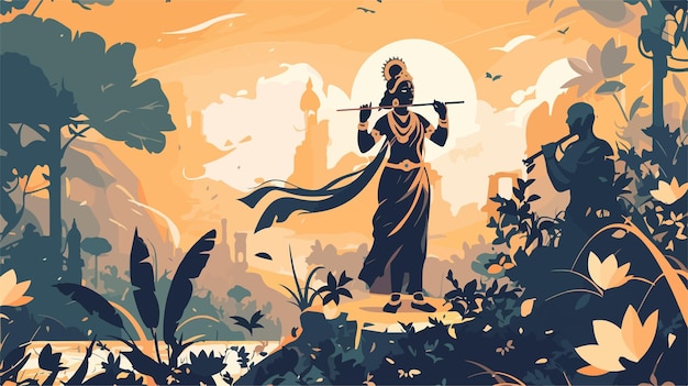 Vector a painting of a woman with a sword and a city in the background