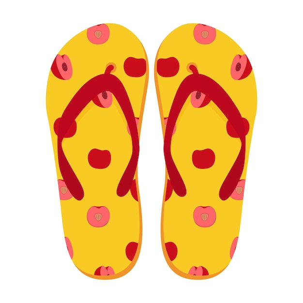 Pair of beach slippers Summer flip flops Flat vector illustration