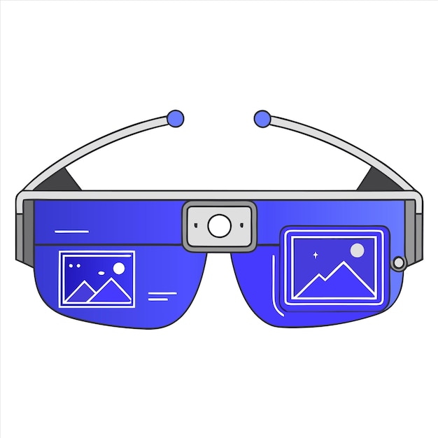 Vector a pair of blue glasses with a blue lens that says quot goggles quot