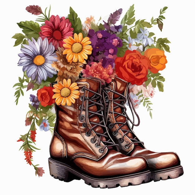 a pair of boots with flowers and the words  flowers  on them