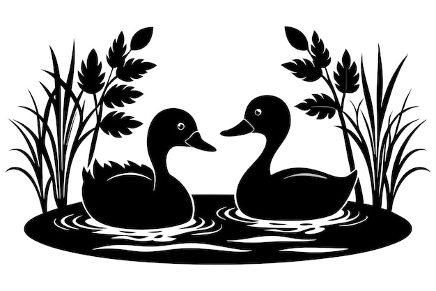 A pair of ducks swimming in a pond C