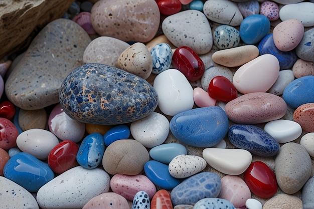 a pair of gemstones are among the rocks STONE RIVER