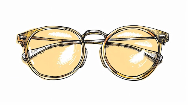 a pair of glasses with a yellow label that says the glasses are made by the company